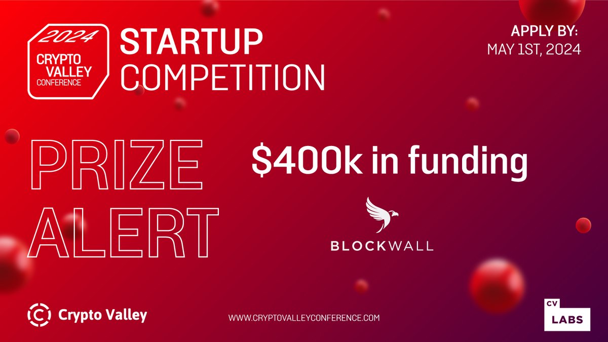Is your #startup looking for funding? Then make sure to apply for the #CVC24 Startup Competition! 🏆 Our prize pool includes $400k soft commitment for funding by @BlockwallCap 🤯 #Blockwall is a dedicated, independent venture capital platform specializing in #Web3 and