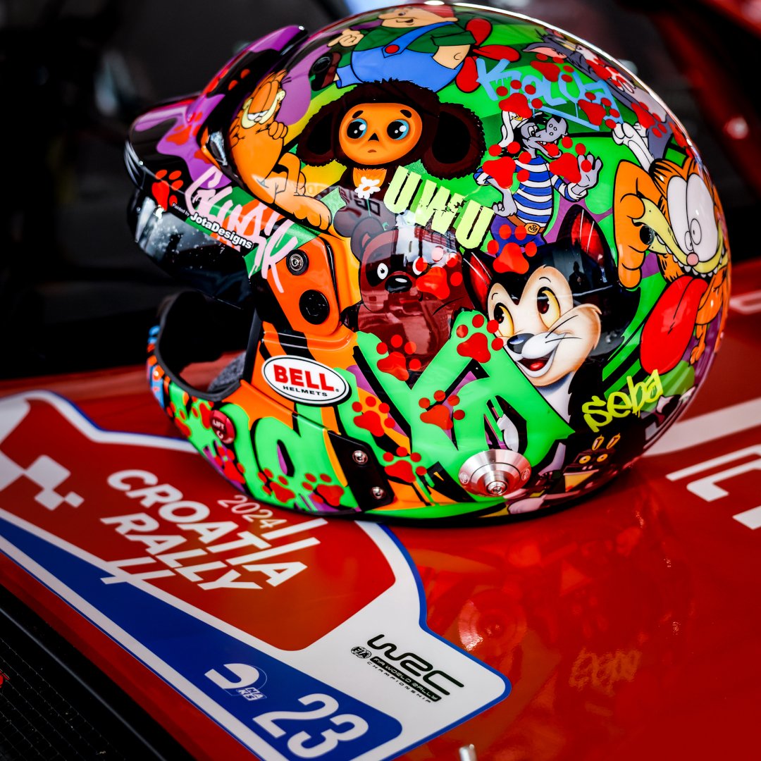 Not only for his WRC2 victory. Nikolay Gryazin stood out at Croatia Rally, for this cartoon-themed helmet livery. 😻 #bellracing