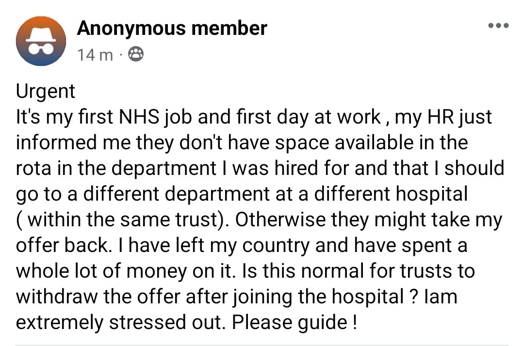 Please, for the sake of NHS, do not treat your international workforce so badly. Imagine starting a new job in a foreign country & on the first day of the job you are told that the job you applied for isn't there anymore & you need to do another job or leave. Supporting IMG