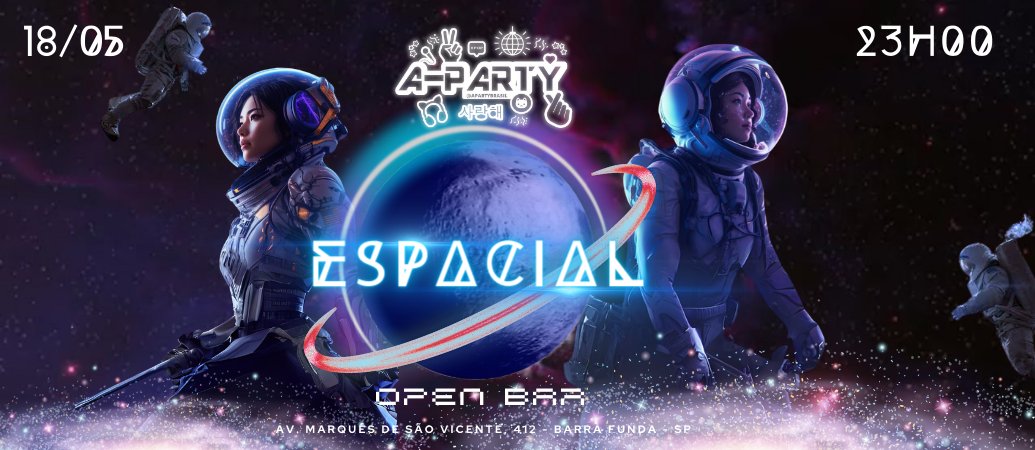 apartybrasil's tweet photo. Em maio a A-PARTY, vai invadir as galáxias mais distantes para levar o melhor do K-POP aos seres de todos planetas possíveis em uma MISSÃO ESPACIAL IMPERDÍVEL!!! E o melhor OPEN BAR!!!

INGRESSOS: https://t.co/lcojtm3oZQ https://t.co/tAZ2jhzCQH