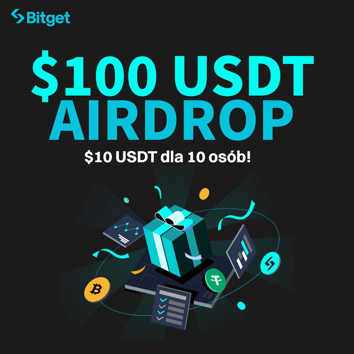 🚀 AIRDROP DLA CIEBIE! 🚀
🥳 10 $USDT dla 10 szczęśliwców!

✅Zaobserwuj <a href="/BitgetPL/">BitgetPL</a>
✅Zrepostuj ten post!
✅Otaguj jednego znajomego!

Ogłoszenie 10 zwycięzców za tydzień! 🎁 
#Bitget #konkurs #airdrop