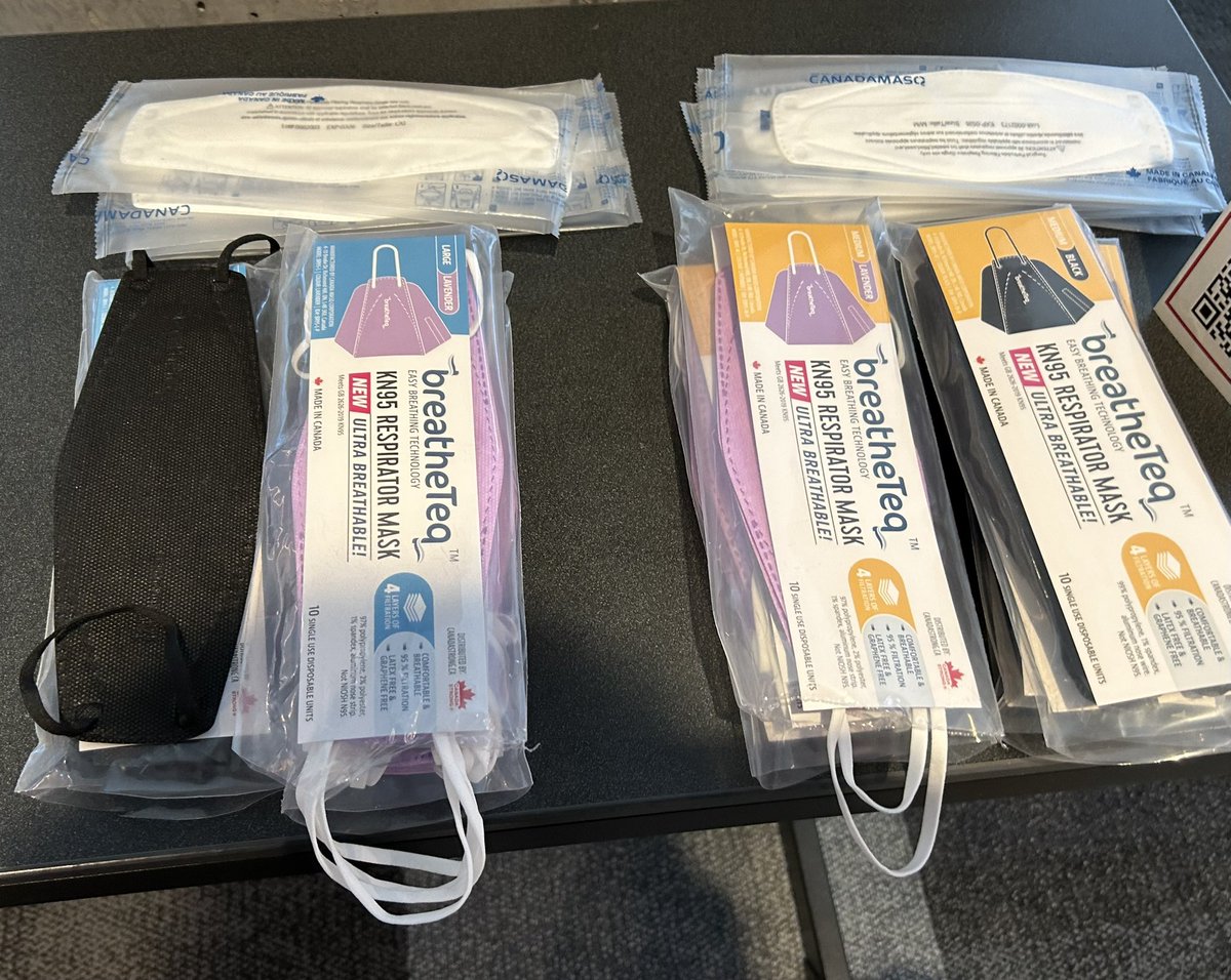 POPNB has topped up the free Canadian-made respirators available at registration at #ph24sp. These masks by @CanadamasQ and @canadastrong were purchased by an NB mom and brought to share with any attendees. Try one on (large on left; medium right); see how breathable they are!