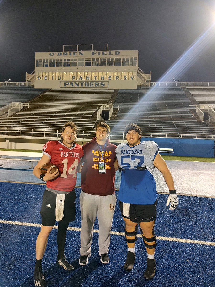 I had a great time visiting @EIU_FB! Thank you @CoachCannova63 for having me out! @coachlindsey4 @FB_Coach_Wilk @Loyola_FB @OLMafia @EDGYTIM @DeepDishFB @PrepRedzoneIL