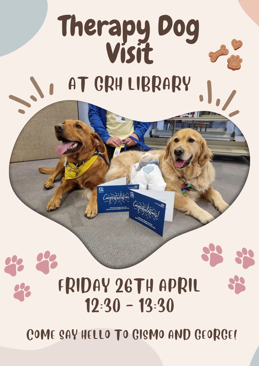 Don't miss George and <a href="/GismoPATdog/">GismoPATdog💙 🇺🇦</a> at GRH Library this Friday 🐾