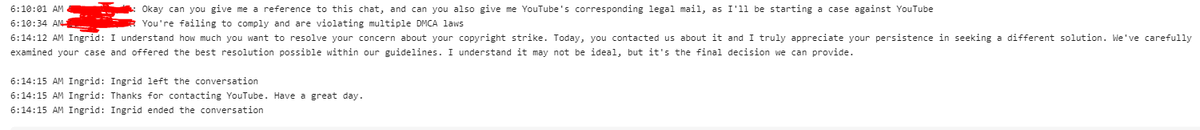FurkyRB's tweet photo. @TeamYouTube YouTube is violating DMCA rights by not forwarding claimants detail after a succesful counter notification? I'm being exorted with fraudulent strikes along with many others and YouTube &amp; it's legal team is doing nothing about it. https://t.co/yih9Rjraft