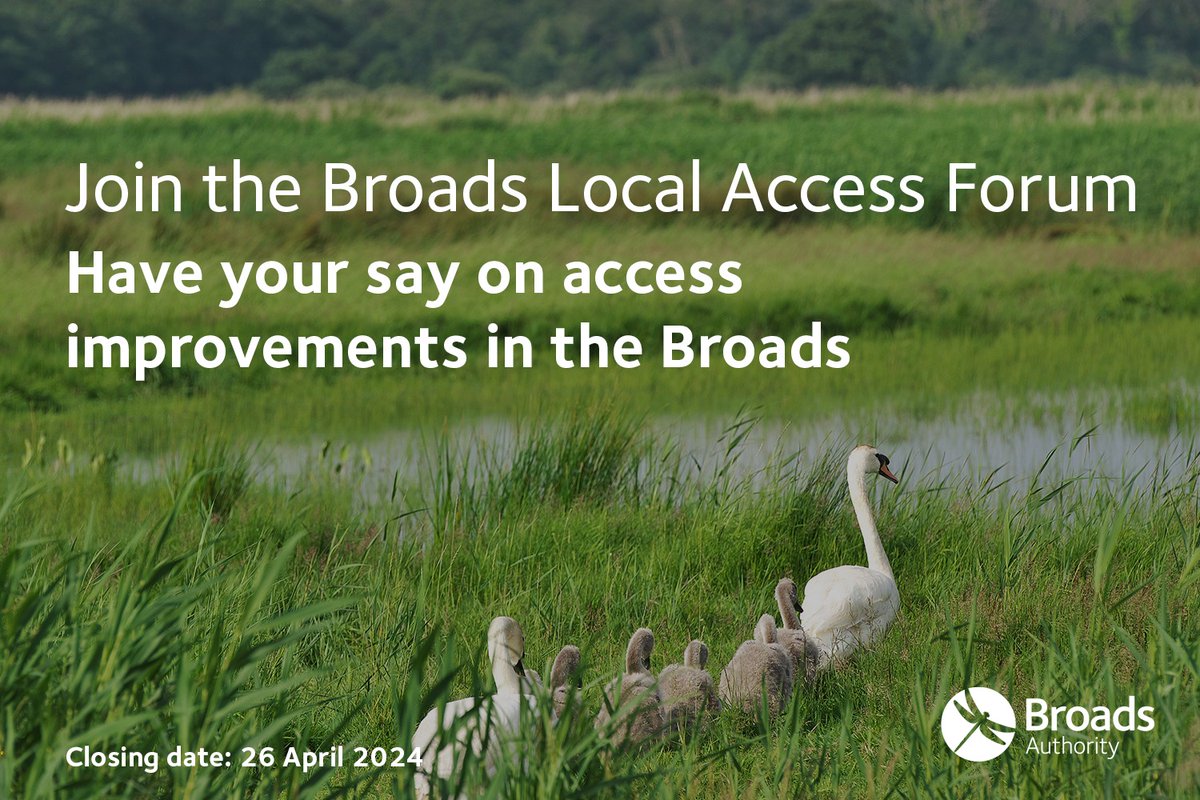 There's just a few days left to apply for our Broads Local Access Forum Vacancies 🕐 The group meets four times a year to discuss access issues in the Broads and how access can be improved for all who visit the area. Find out more here: broads-authority.gov.uk/news/vacancies…