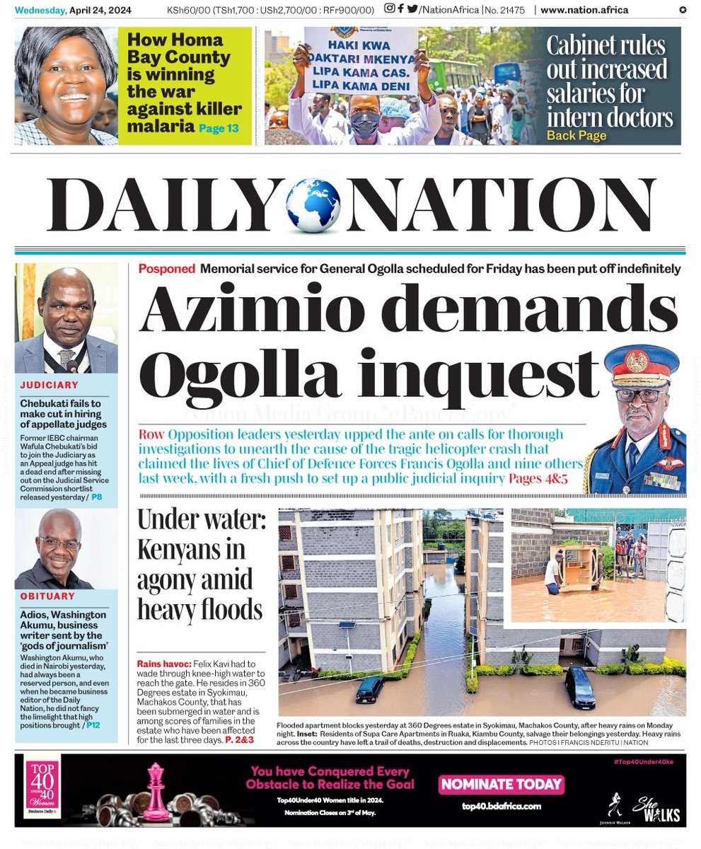 It's obvious that Ogolla tragedy comes from the same script as the many other deaths in the air and road carnage. A cocktail of carelessness, negligence and corruption. Address that.