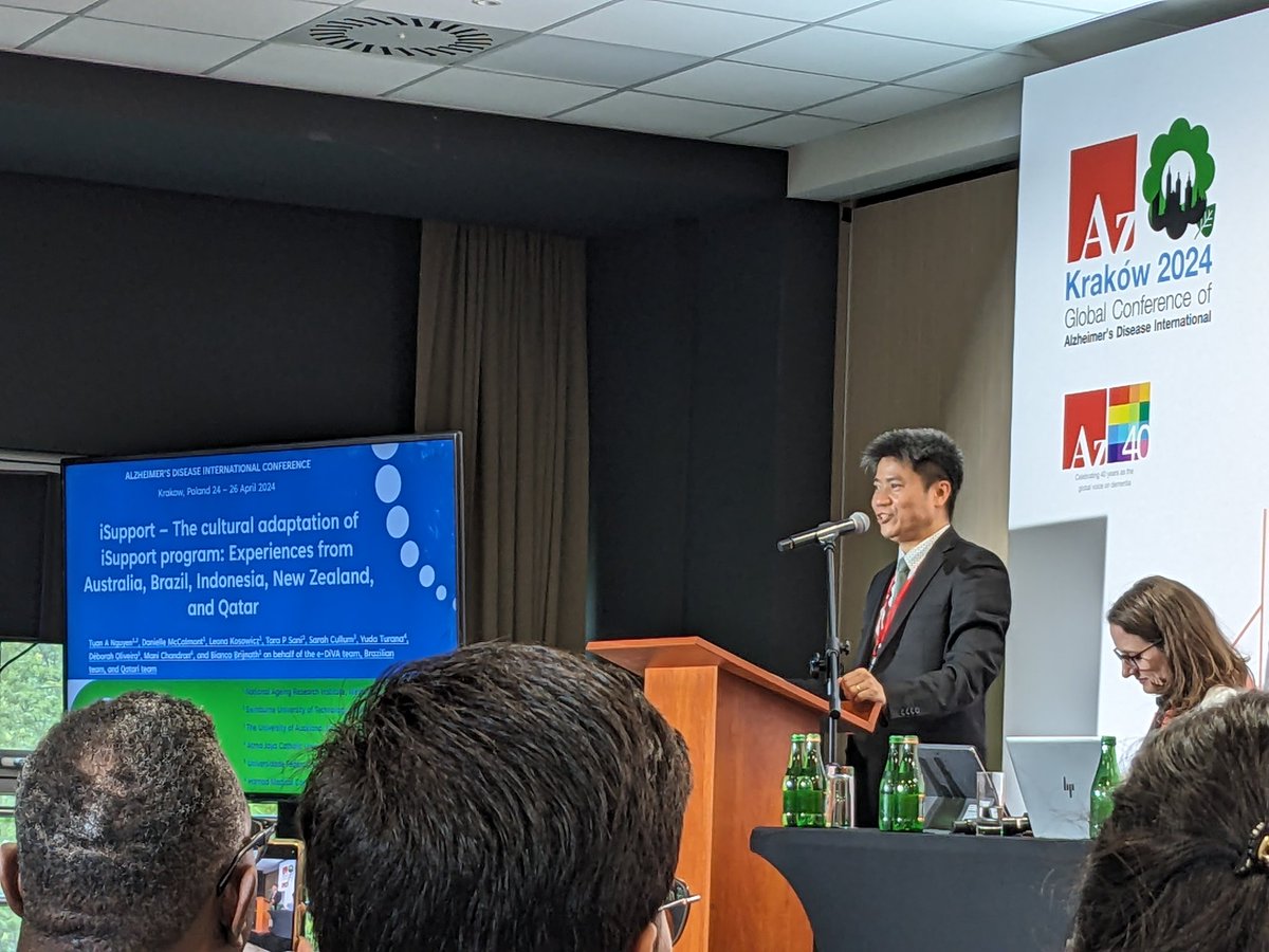 Here's @ADNeT_Australia EMCR Accelerator Group member @DrTuan_Nguyen presenting at AND co-chairing this important multi-country #ADI2024 iSupport symposium. Amazing progress since 2019. Tuan presents lessons from iSupport adaptation in Australia, Brazil, Indonesia, NZ & Qatar!