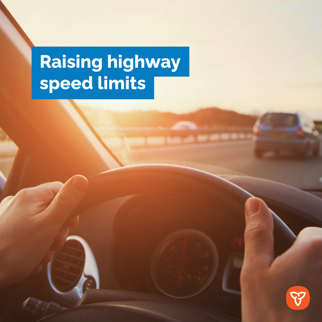 The Ontario government is raising the speed limit permanently from 100 km/h to 110 km/h on 10 additional sections of provincial highways in northern and southern Ontario. Learn more: news.ontario.ca/en/release/100…