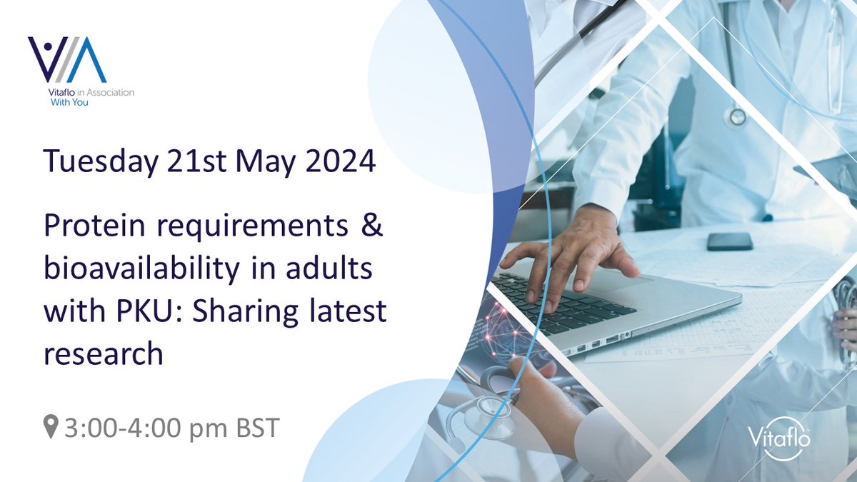 📢 Exciting Announcement! Join us for an upcoming webinar titled: Protein Requirements & Bioavailability in Adults with PKU: Sharing Latest Research. 🗓Tuesday 21st May ⌚3 - 4 pm BST 💻Virtual ✍Register: vitaflo.co/8dgz3x In this informative webinar, HCPs will be