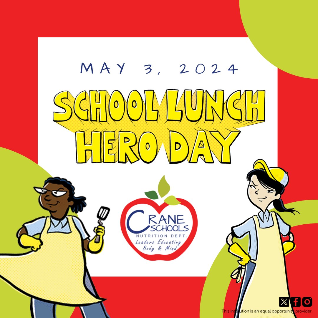 As we prepare for School Lunch Hero Day, let's remember to thank our heroes for their hard work and smiles! 💪😊 @CraneSchools #wearecrane #YumaAZ #YumaArizona #Yuma #AZschools #Yumacounty