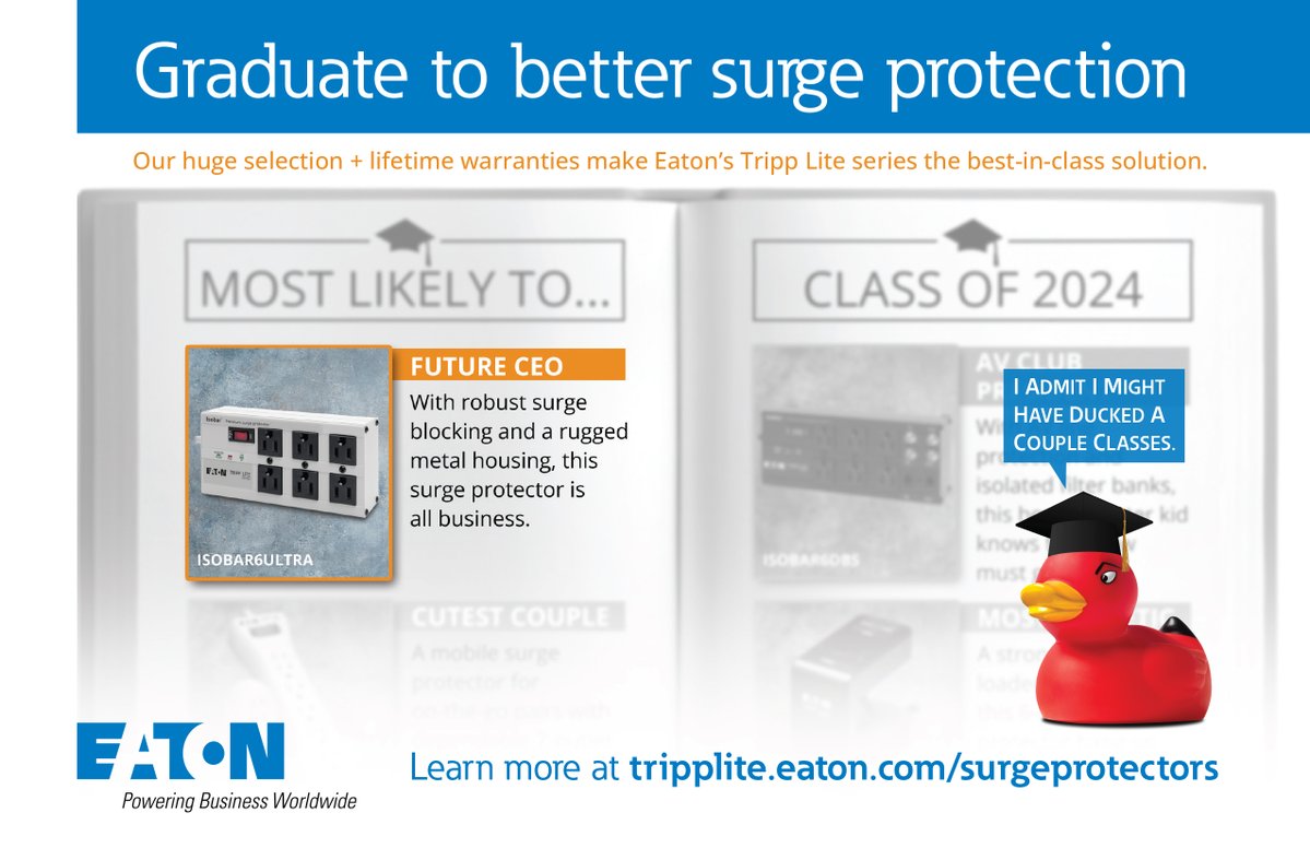 Upgrade your surge protection game with Eaton’s Tripp Lite series! Cap off your search of premium surge protectors and discover the perfect match for your needs. tripplite.eaton.com/products/surge… #SurgeProtector