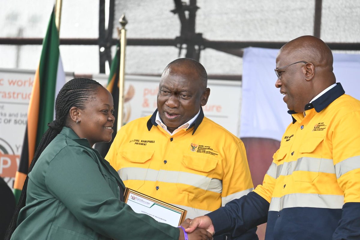President Cyril Ramaphosa at the 20th anniversary celebrations of the Expanded Public Works Programme (EPWP), Buffalo City Stadium, East London, earlier today.

The EPWP has created over 4.3 million work opportunities.

#20YearsOfEPWP #EPWP20 
#Freedom30 
#FreedomDay2024