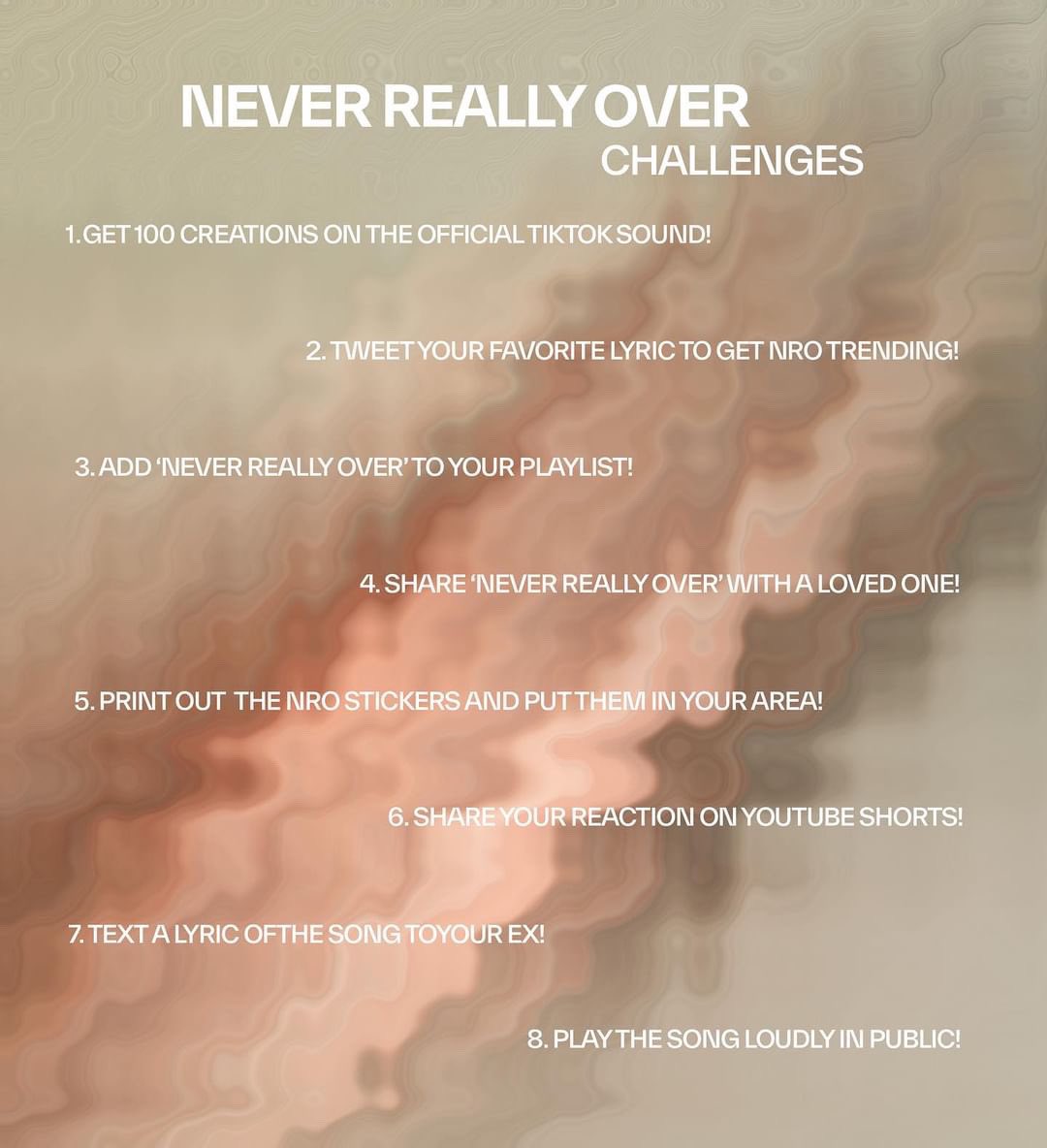 pablobrookshqs's tweet image. NEVER REALLY OVER IS OUT &amp;amp; to celebrate we have something exciting to share with you! Join us on the Never Really Over Challenge Itinerary to unlock some exclusives from behind the scenes 👀⚡️
Make sure to use #NeverReallyOver and tag @pablobrookshqs in your completed challenges