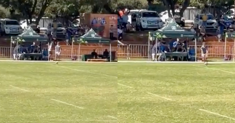 jacarandafm's tweet photo. VIDEO: Menlopark schoolboy slots 75m kick.
#JacaDrive #DriveWithRobAndRoz