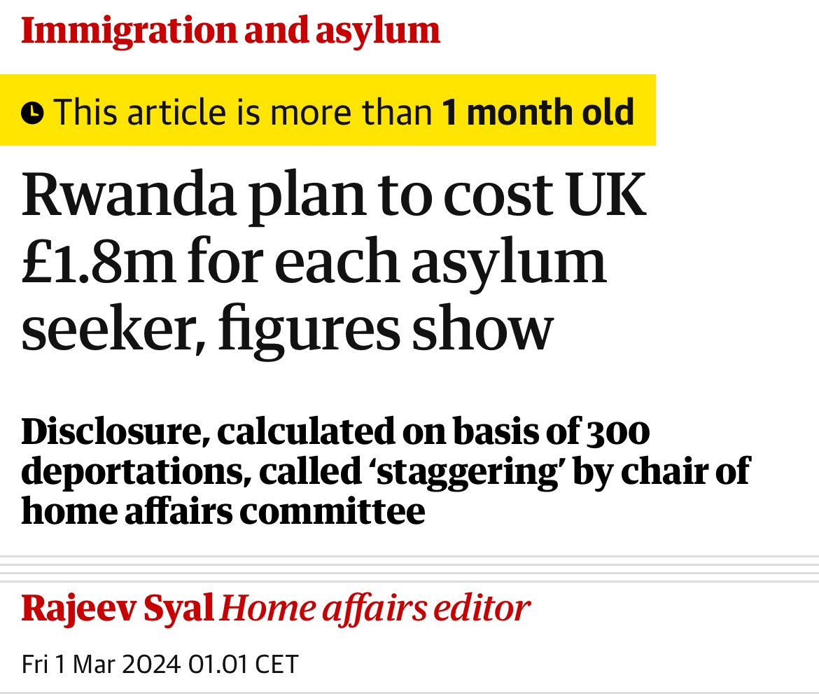 Was der Ruanda-Deal für ein migrationspolitischer Wahnsinn ist, hat die britische Regierung versucht zu verschweigen: Mehr als 2 Mio € pro Person wird Sunaks Plan kosten. Dafür könnte man für einen Menschen mehrmals die Integration finanzieren und in Jobs bringen.