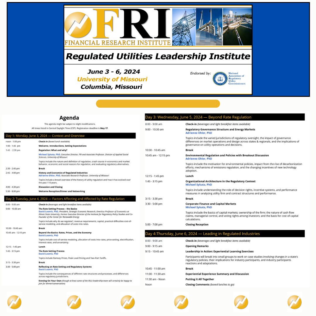 Regulated Utilities Leadership Institute is designed for individuals who are newer to the regulated utility space or whose jobs are not directly related to regulatory and rates, but who seek a better understanding of the whys/hows of utility regulation. shorturl.at/inANY