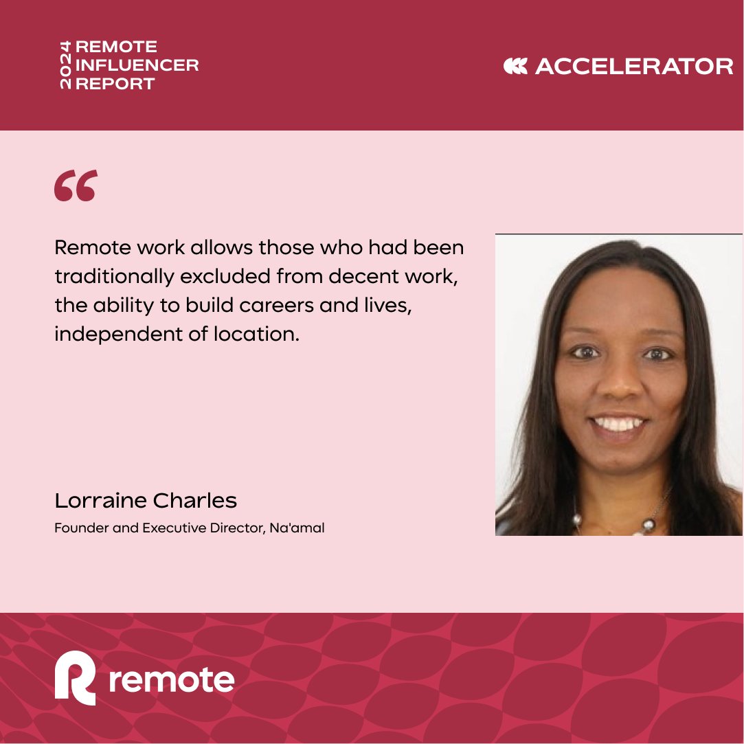 _Naamal's tweet photo. 🤩 We are honored to have our founder, Lorraine Charles recognized as a prominent voice in the remote work world in the 2024 #RemoteInfluencerReport by @remote for the SECOND YEAR IN A ROW!  

Be sure to grab your copy of the report here 👉 https://t.co/GrqKHNgXXo https://t.co/wVYkEmmqmX