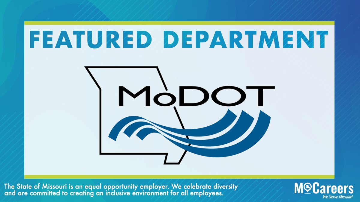 Learn more about the Missouri Department of Transportation and see what they have to offer at: mocareers.mo.gov/hiretrue/mo/tr…

#FeaturedDepartment #hireMOtalent #WeServeMO #Transportation #MoDOT #Opportunities