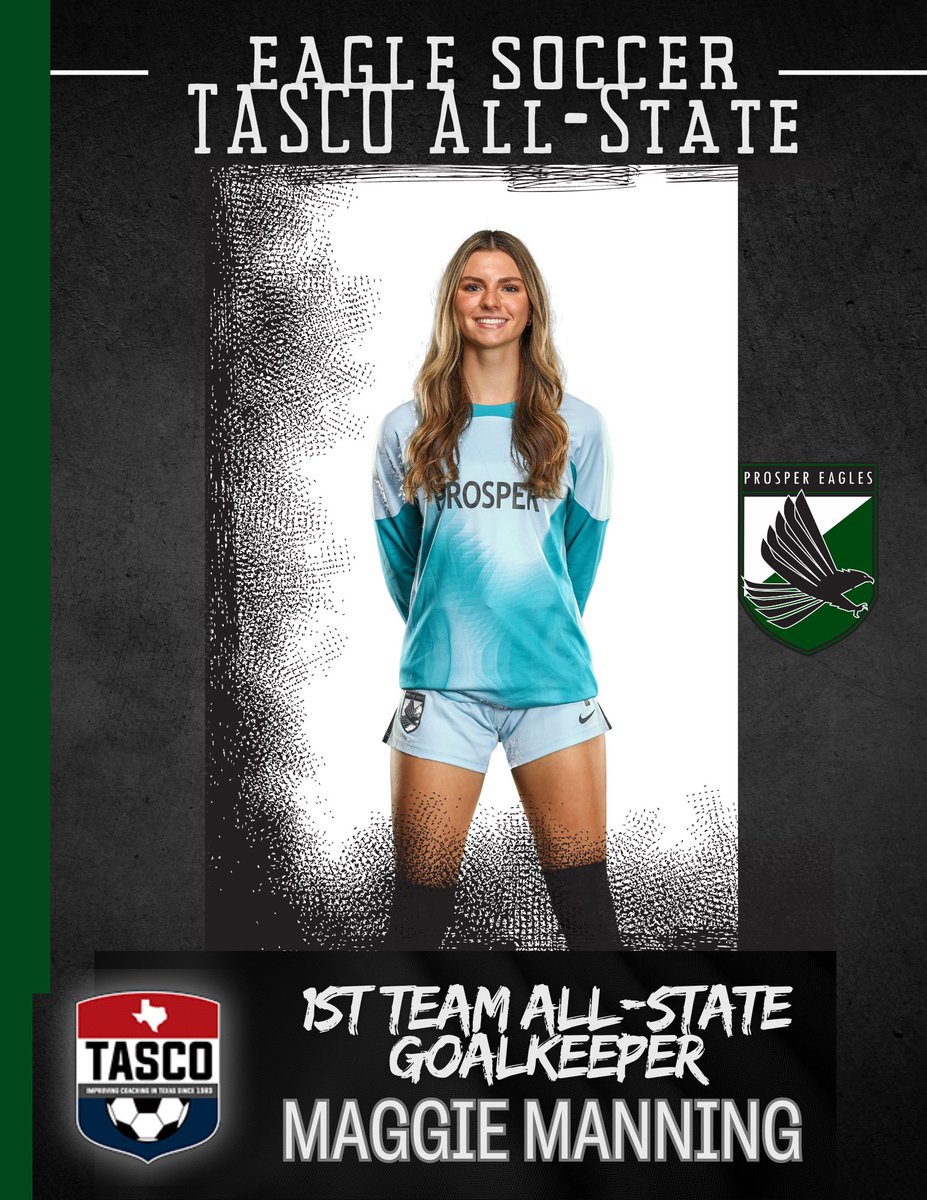 Congratulations Maggie Manning for being selected by TASCO as 1st Team All-State Goalkeeper!