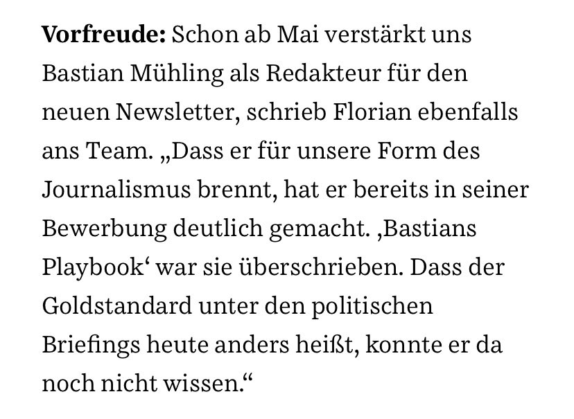 🚀 Große Vorfreude: Bald starte ich bei @SZDossier. Danke für die nette Erwähnung im „Platz der Republik“ @ValerieHoehne @florianeder @grinaldi97 📩 Hier geht es zum eigentlichen Goldstandard unter den politischen Briefings: sz-dossier.de/newsletters/pl…