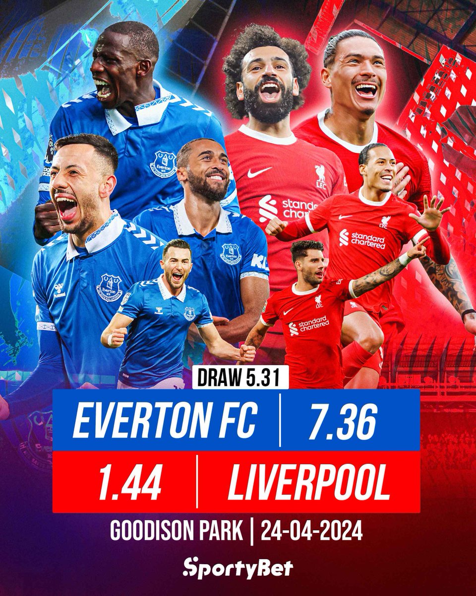 It's the Merseyside Derby in the Premier League tonight! ⚽ Will Everton thwart their rival's title hopes? 🤔 Play with champions! 👇 sporty.bet/EvertonvsLiver… #EVELIV