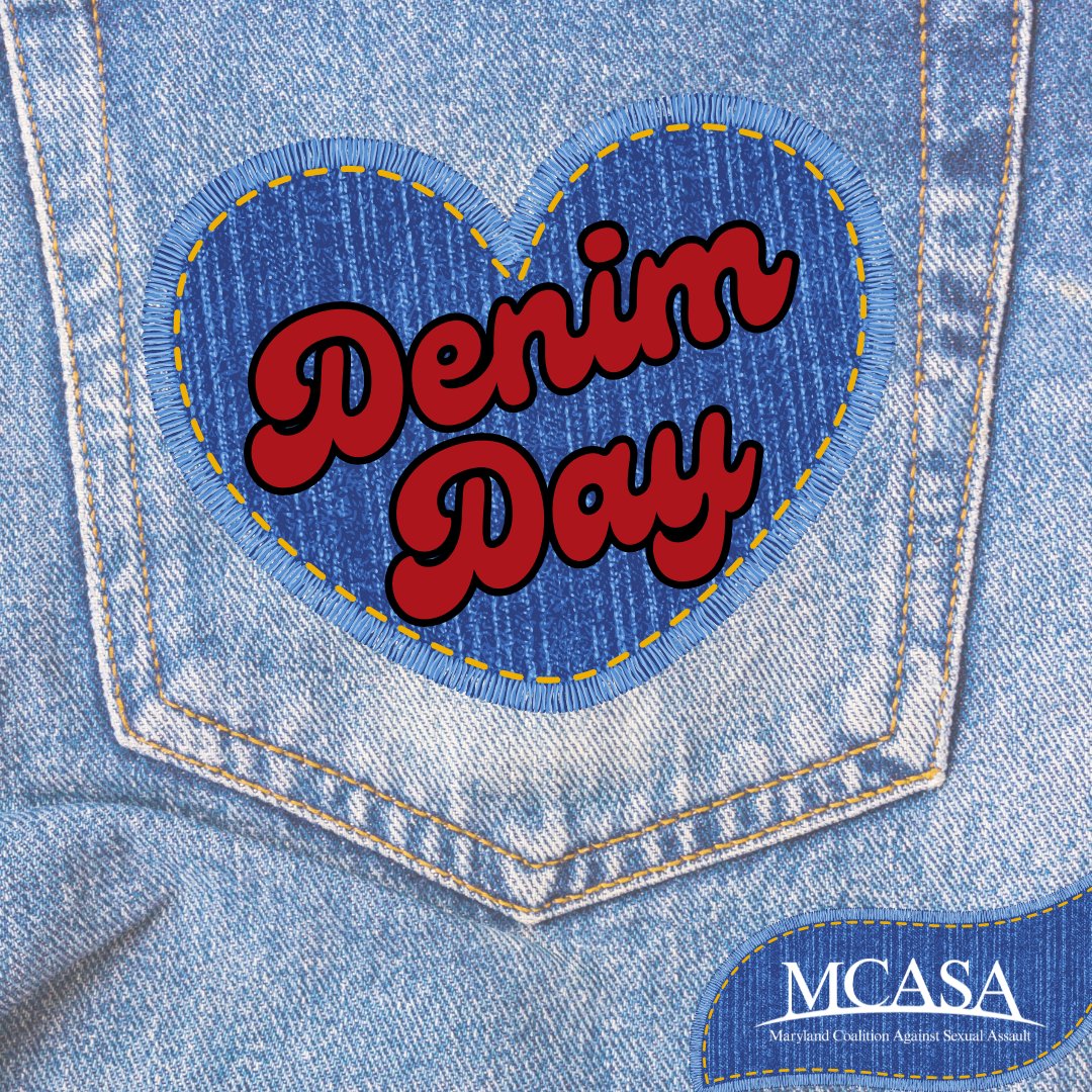 MCASAorg's tweet photo. #30DaysOfSAAM Denim Day: Join us today in wearing denim to protest the harmful myths surrounding sexual violence! Learn more about #DenimDay: https://t.co/2kwuIB240a https://t.co/BWfxQL2nDV
