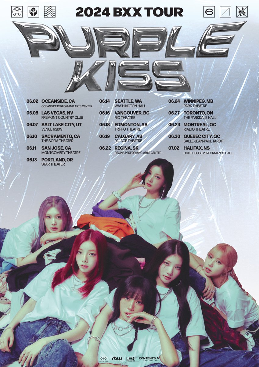 💥 JUST ANNOUNCED! 💥
➔ @RBW_PURPLEKISS
➔ 2024 BXX TOUR 😈
➔ in USA + CANADA
⚡️ 𝐆𝐞𝐧𝐞𝐫𝐚𝐥 𝐒𝐚𝐥𝐞: May 1 (Wed) 10am CST onwards via ticketweb.com & ticketweb.ca!
#퍼플키스 #PURPLE_KISS
#PURPLE_KISS_BXX_TOUR
