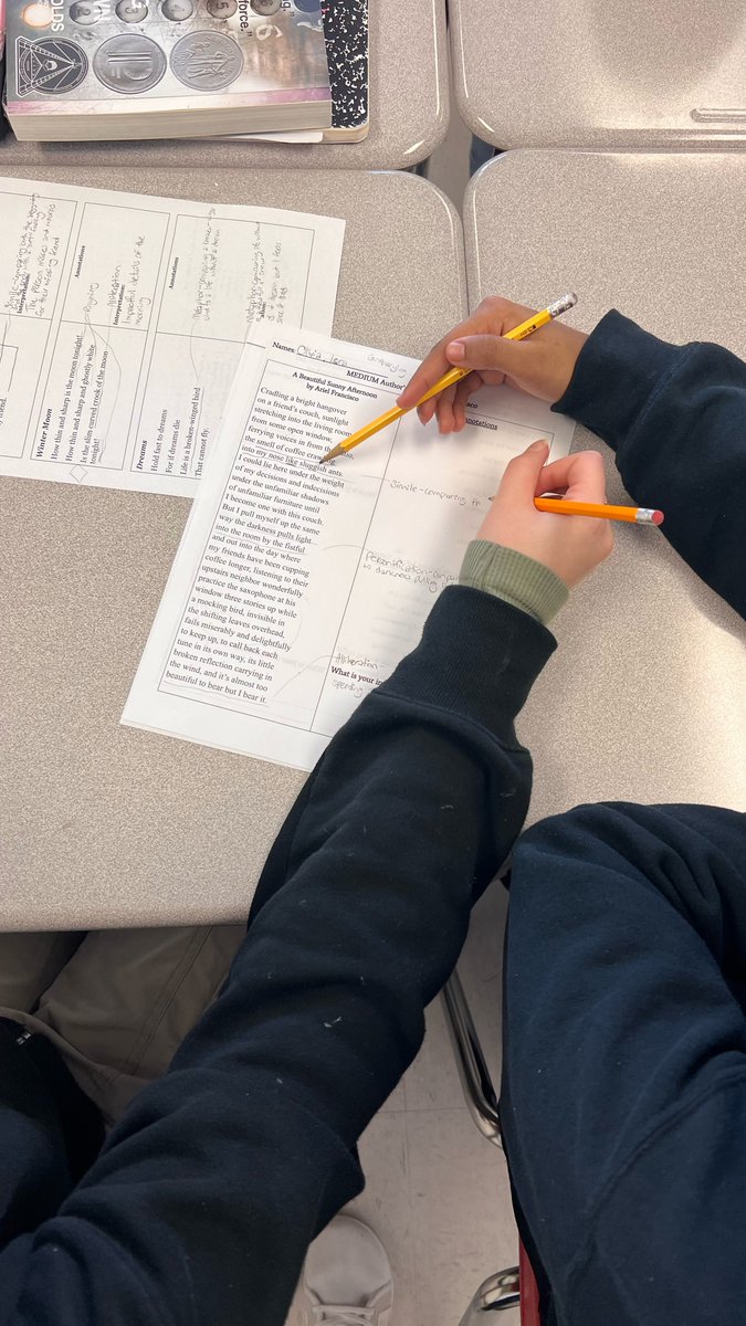 LockwoodEnglish's tweet photo. A few weeks ago, students shared some concerns when it comes to writing poetry. After discussing types of poems, annotating poems together, and considering structure, students are writing their own poetry! https://t.co/BMt6xWpaaL