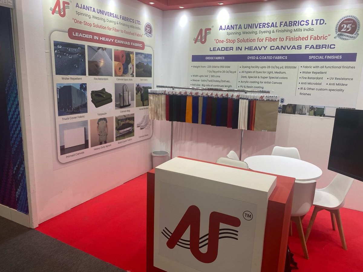 TextileValue's tweet image. Visit Ajanta Universal Fabrics Ltd. at

Techtextil 2024
23rd - 26th April 2024
Hall No.- 12.1 Booth No.- D 62 

#ajantauniversal #ajantafabrics #Techtextil2024 #TextileInnovation #SustainableTextiles #nonwovens #technicaltextiles #textileprocessing