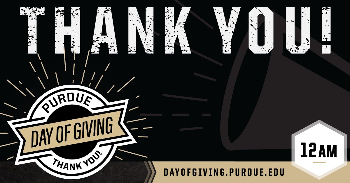 We are ever grateful for your dedication and generosity this #PurdueDayofGiving. Thank you for showing the world what’s possible when #Boilermakers rally together for #PurdueAg. Boiler Up! 🚂