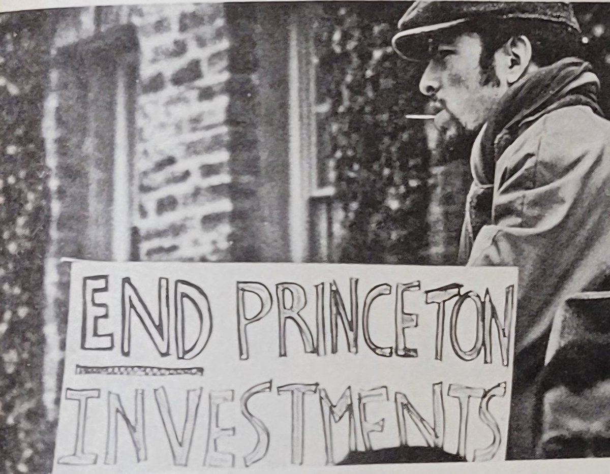 55 years ago at <a href="/Princeton/">Princeton University</a>, the Association of Black Collegians campaigned to #divest of $127m in apartheid southern Africa the same way that #ColumbiaUniversity students are calling for divestment today. They got change then, and students will get it now. #UpendingtheIvoryTower