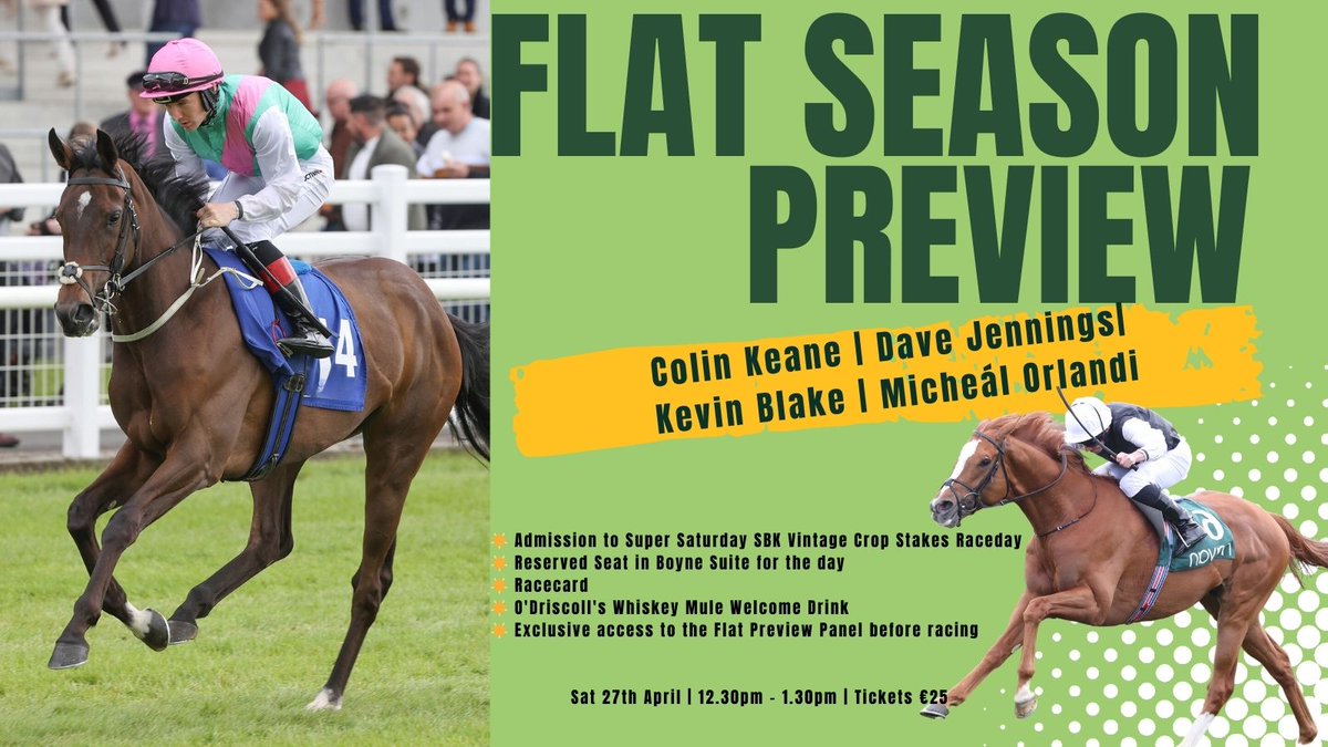 ⏰Don't miss out⏰ €25 Preview plus➕Package for Super Saturday🚀 ✨ Admission ✨ @ODriscollsWhis1 Welcome Drink ✨ Access to Exclusive Flat Preview with @DavidJenningsRP @kevinblake2011 @MichealOrlandi & @ctkjockey 👑 ✨Reserved seat Book Now 👉 bit.ly/49p3dzL