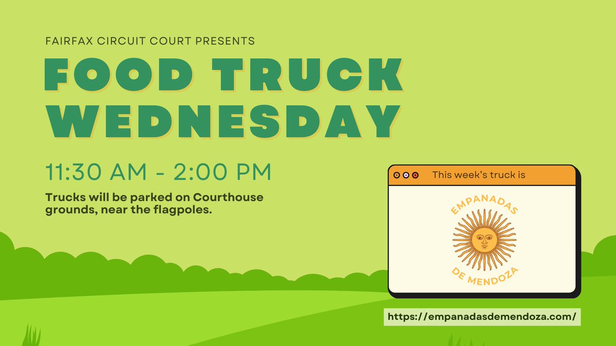 Happy #FoodTruckWednesday !
Trucks will be parked by the Courthouse today between 11:30 -2:00 pm.
Check out the menu here ➡️ bit.ly/43mW0NF