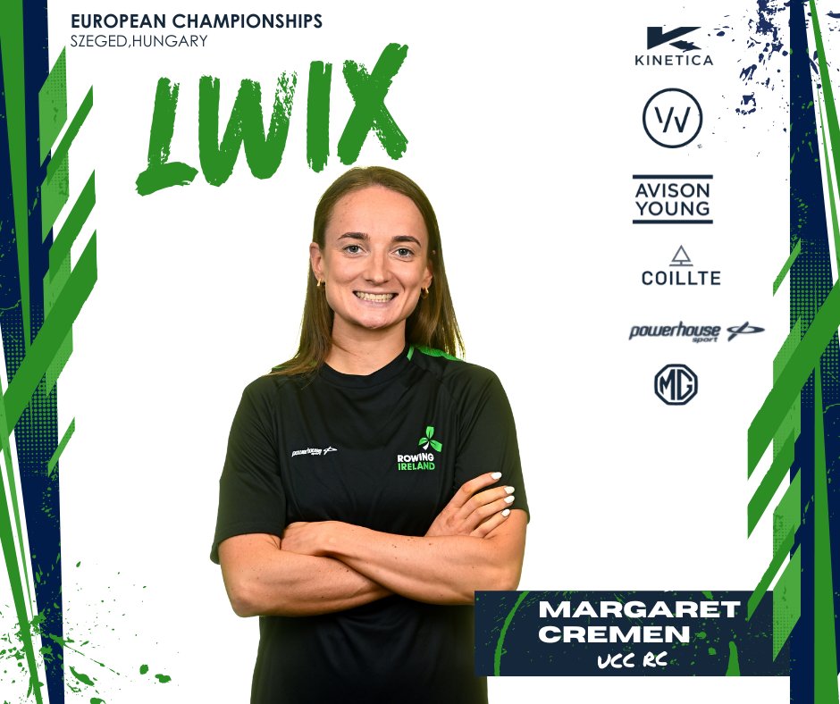 ☘️ Introducing our Crews ☘️ Margaret Cremen will race the Lightweight Women's Single at the European Championships this weekend! #greenblades #wearerowingireland