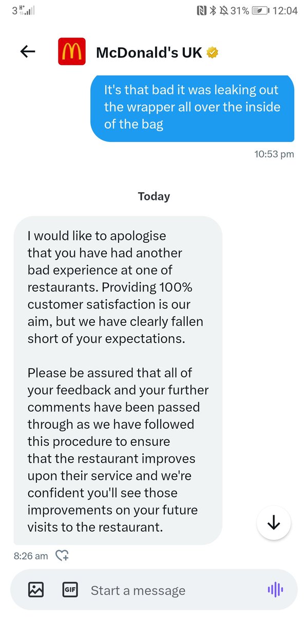 @McDonaldsUK no offer to replace the inedible mayo chicken then you tell me you've given my feedback to the restraunt when I didn't even tell you where I ordered from. I don't appreciate it when companies try and lie so now I am getting annoyed where as before I'd have let it go