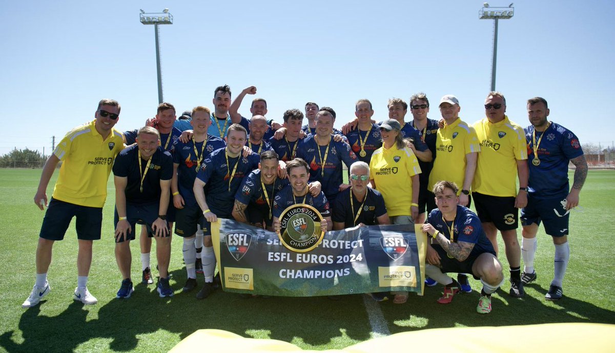 Merseyside Fire win on penalties!!

After a thrilling 1-1 draw Mersey Fire have been crowned the <a href="/serveandprotect/">Serve & Protect</a> ESFL Euros Open Age Mens Champions! 🏆⚽️

Thames Valley Policing equalising with almost the last kick of the game.