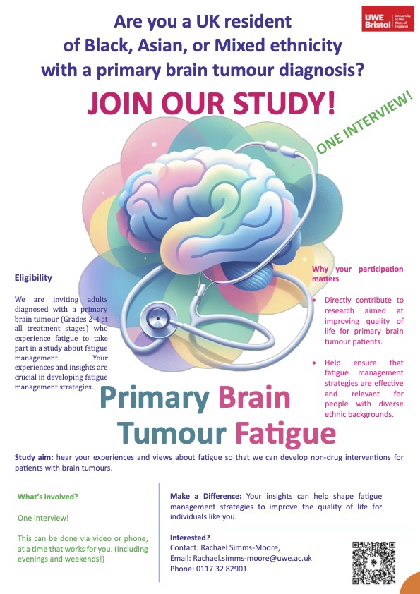 I am looking to interview UK residents of Black, Asian and Mixed ethnicity with a brain tumour diagnosis.Diverse experiences and perspectives are crucial!
Please help spread the word
<a href="/thethreetumours/">thethreetumours</a> <a href="/braintumourrsch/">Brain Tumour Research</a>   <a href="/CancerBlackCare/">Cancer Black Care</a> <a href="/TheBrainCharity/">The Brain Charity</a> <a href="/BlackinCancer/">BlackinCancer</a> <a href="/brainstrust/">brainstrust</a>