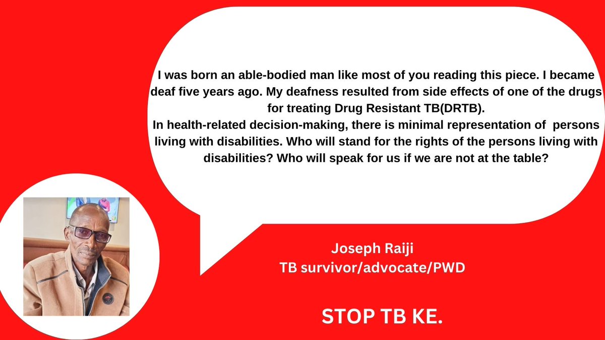 ' We must make decisions regarding us. Nothing for us without us!' Joseph Muthuri Raiji; TB Survivor, Advocate and PWD writes on Inclusion of Persons With Disabilities in the fight against TB➡️shorturl.at/jHZ69