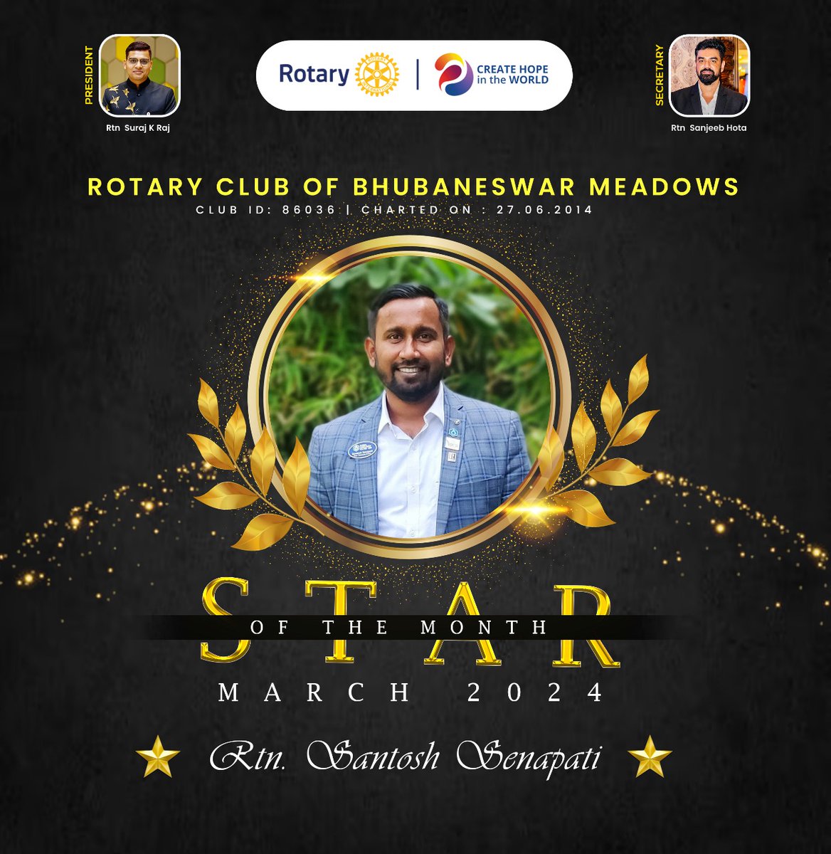 🎉 Congratulations to Rtn Santosh Senapati for shining brightly as the Star Rotarian for March 2024! 🌟 Your dedication and service to the Rotary Club of Bhubaneswar Meadows are truly inspiring. #RCBMeadows #StarRotarian #ServiceAboveSelf 🌐✨