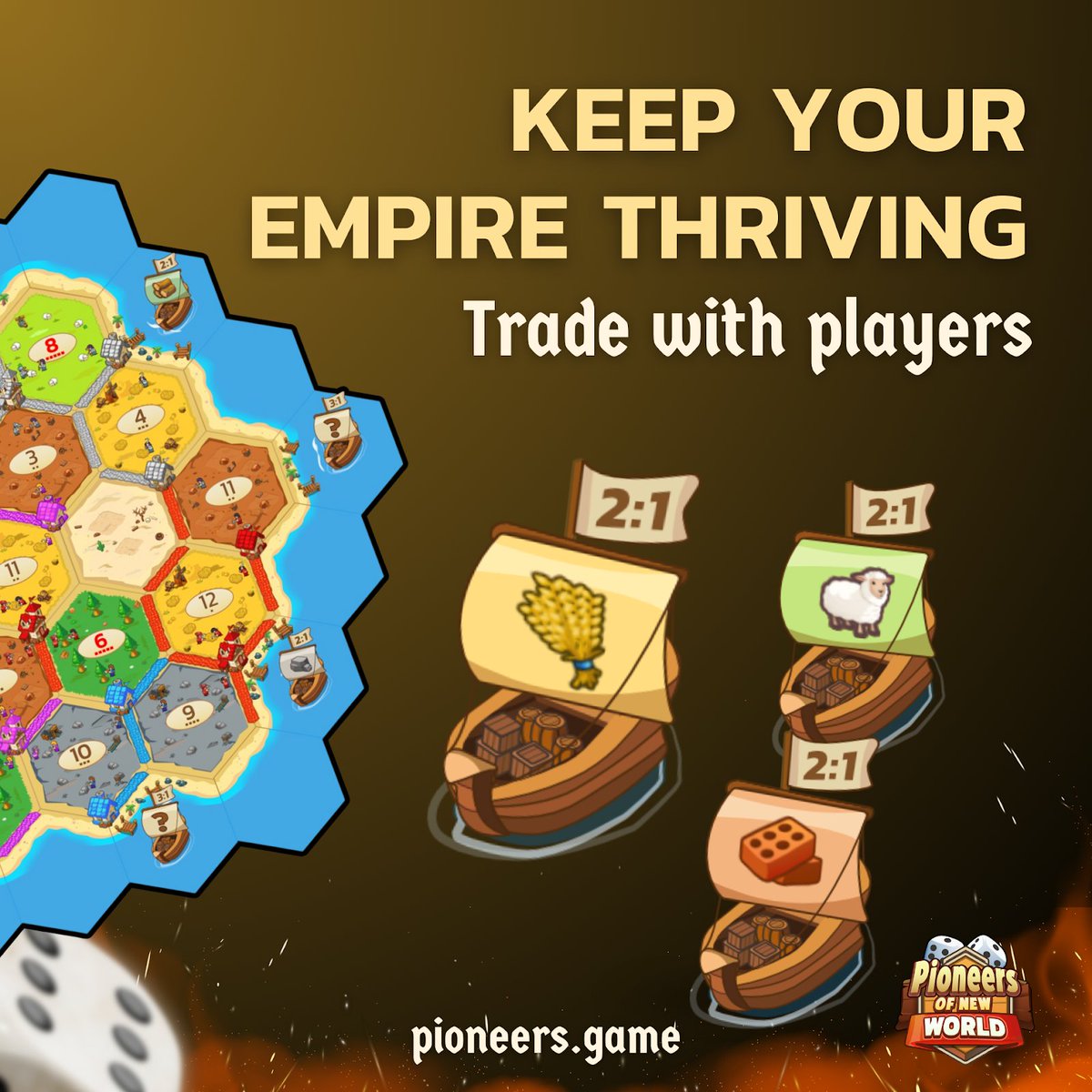 Stuck without resources in Pioneers of the New World? 

No worries! Trade with fellow players or the bank to keep your empire thriving. 

 #PioneersOfTheNewWorld #StrategyGaming #boardgames #web3 #crypto #nft