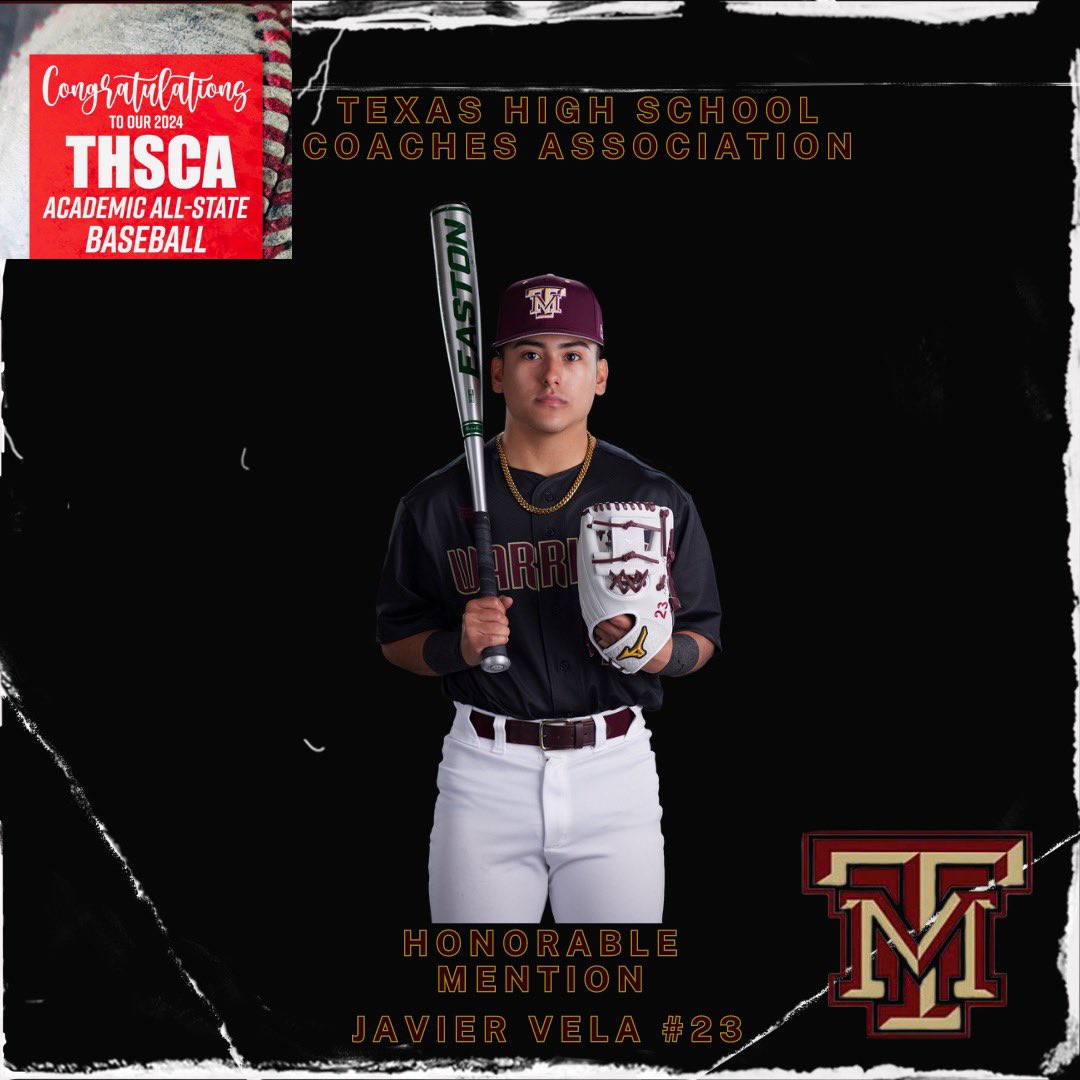 Congratulations <a href="/TMWarriorBSBL/">WarriorBaseball_TM</a> <a href="/jvela2323/">javi#23</a> <a href="/THSCAcoaches/">THSCA</a> Academic All-State #ShowTime