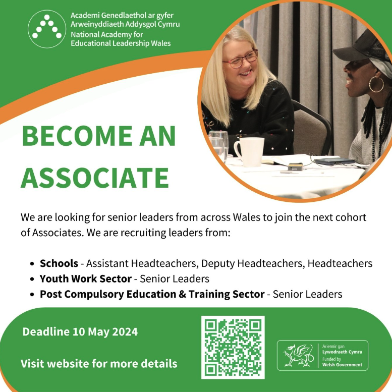 . @NAELCymru is now welcoming applications from senior leaders working in schools, the Youth Work sector, and #PCET across # Wales to form the next Cohort of Associates. 🔗More information: ow.ly/VIr350RabRA @WG_Education #LeadershipAcademy