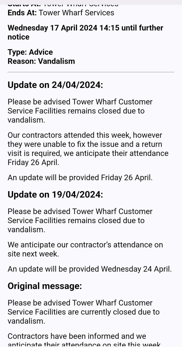 Tower Wharf customer facilities services are still closed.

@CRTBoating
#NorthgateLocks
#Chester
#ShropshireUnionCanal 
@CRTNorthWest
@CRTvolunteer
#volunteerbywater
#KeepCanalsalive