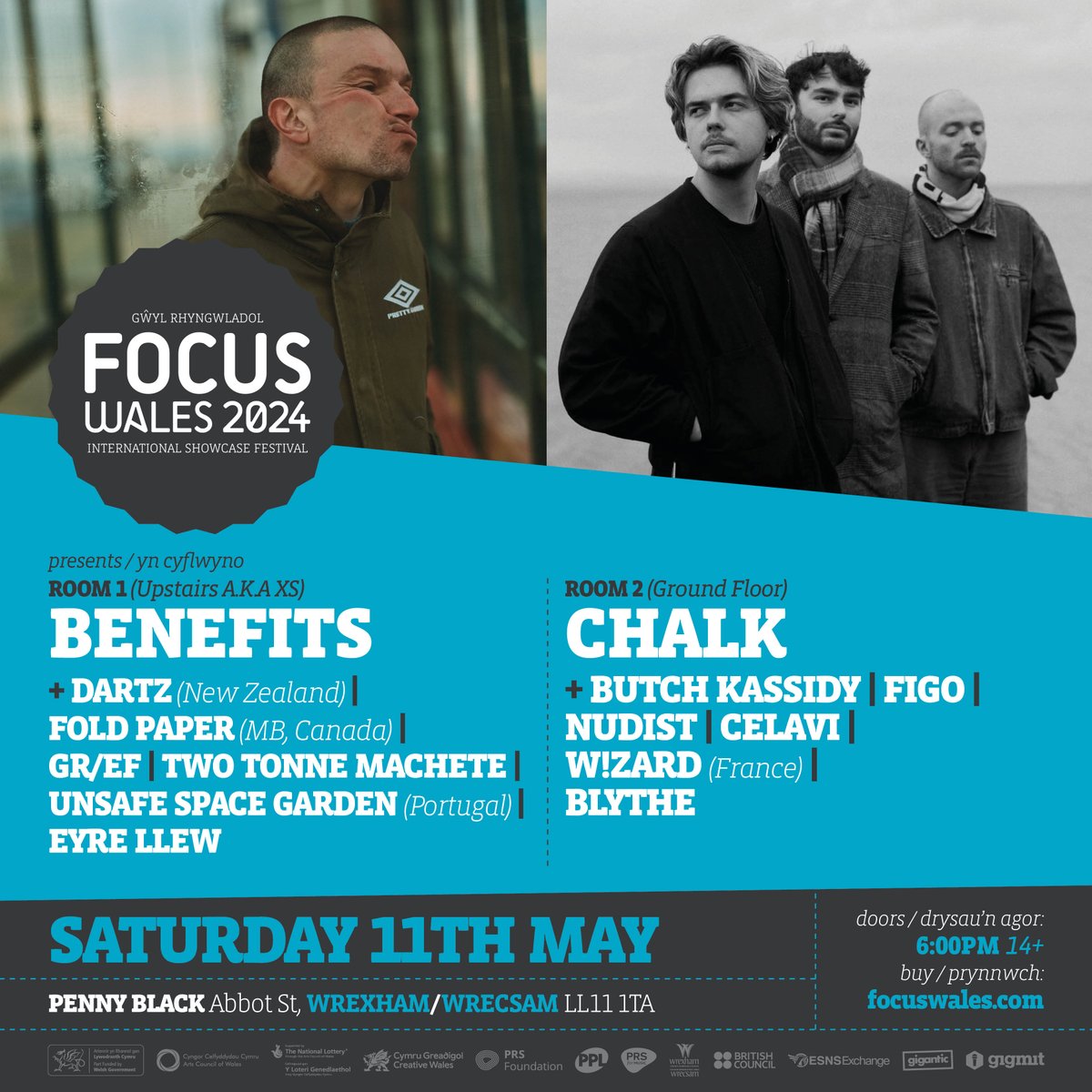 FocusWales's tweet photo. 🎪 @Benefitstheband + @chalk_band + more at FOCUS Wales 2024 + #Dartz @FoldPaperMusic
#GRIEF #TwoTonneMachete #UnsafeSpaceGarden
@EyreLlew #ButchKassidy #FIGOmusic #Nudisttheband #CELAVIband W!ZARD #Blythe🎉#WREXHAM 🎫 https://t.co/hYRWXCDGyD https://t.co/34oav8uQQD