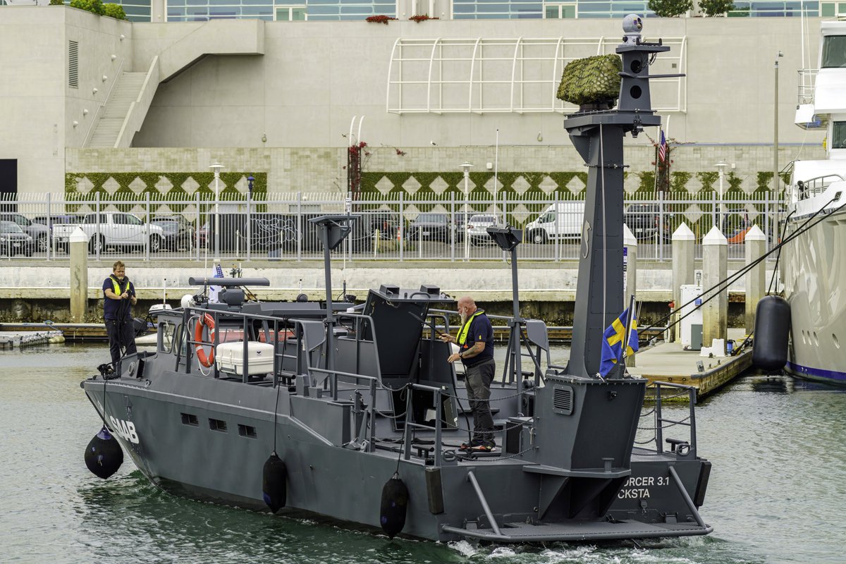 Enforcer 3.1 (modified Saab CB-90 amphibious landing craft) demo in San Diego harbor for XPONENTIAL 2024 convention billed as yearly gathering of global leaders and end users in the uncrewed systems and robotics industry - April 23, 2024 

SRC: anonymous