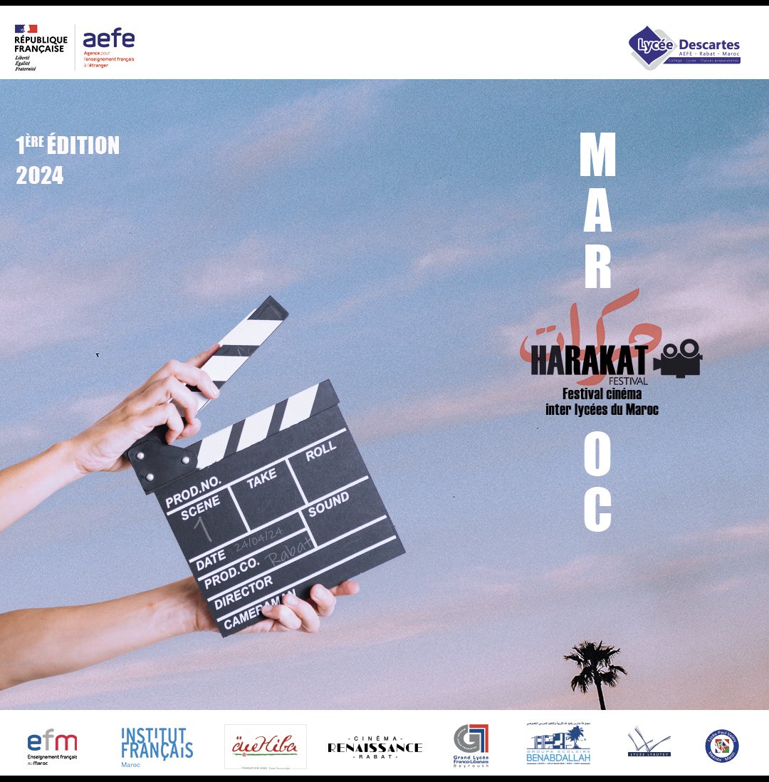 Festival Harakat 
Lien vers le live: remise des prix
 🇨🇵 🇲🇦 🇱🇧. 🎥
youtube.com/live/fwAGDGwGF…
<a href="/PoleLyautey/">Lycée Lyautey - EGD Pôle Casablanca-Mohammedia</a>  <a href="/Lycee_Descartes/">Lycée français Descartes AEFE Rabat</a>  <a href="/Max_Vasseur_/">Max Vasseur</a> <a href="/maugetjuliette/">Juliette Mauget</a> <a href="/eldinrabat/">Eldin</a>   merci fondation Hiba cinéma Renaissance ESSAV, à ts les intervenants et surtout nos élèves bravo 🏆
<a href="/aefeinfo/">AEFE</a>