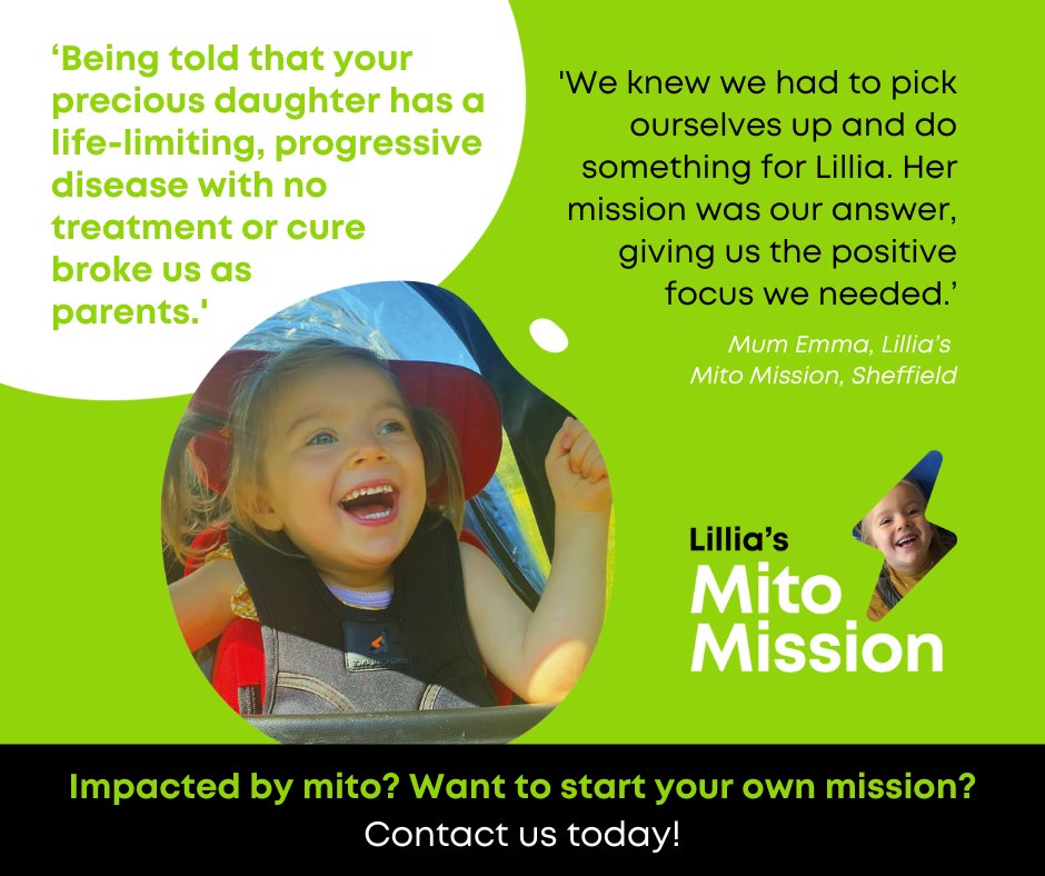 Impacted by mito?  Having your own Mito Mission is so simple and easy.  It is also empowering and very rewarding.

Click the link below if you are interested, or get in touch.  We'd love to hear from you 💚

mymitomission.uk/start-a-missio…

#mymitomission #lilliasmitomission