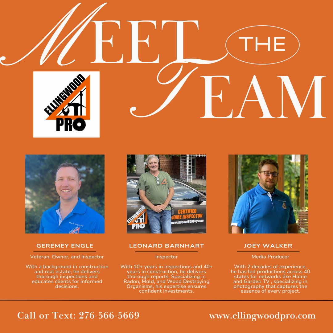 🎉 Happy Friday from the Ellingwood Pro team! 🏠 Meet the faces behind the expertise! Together, we're dedicated to providing top-notch service and peace of mind for all your home inspection needs. Have a fantastic weekend! 

#inspectb4ubuy #ellingwoodpro #homeinspections #inspect