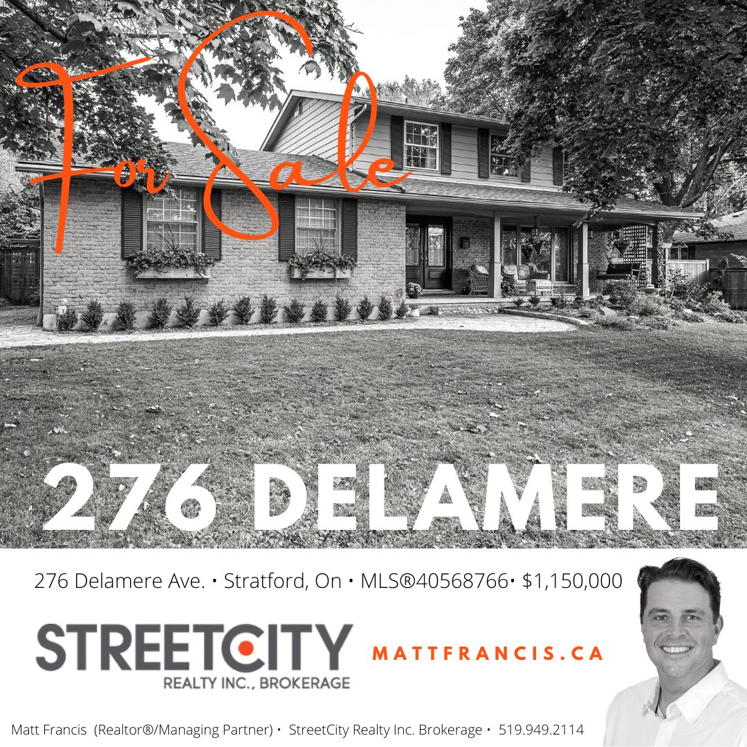 New Listing!

276 Delamere Ave. • Stratford, On • MLS®40568766 • $1,150,000

#StratfordRealEstate #StratfordOn #StreetCityStratford #StreetCityRealty #Realtor #ForSale